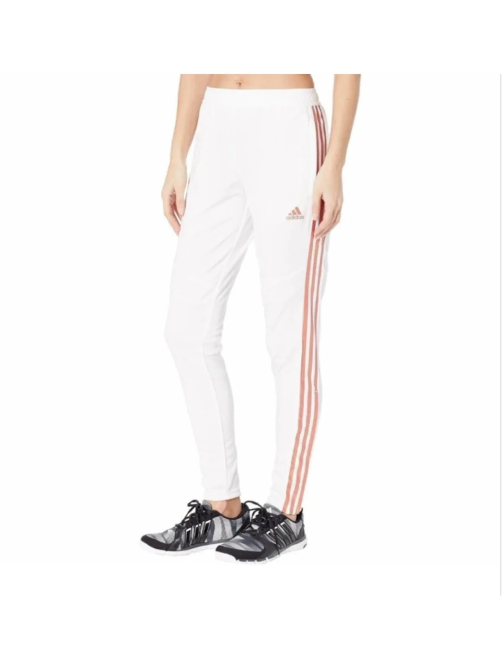 Adidas Tiro 19 Womens Training Pants White Pink Stripe Joggers M NWT